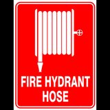 Sign fire hydrant hose